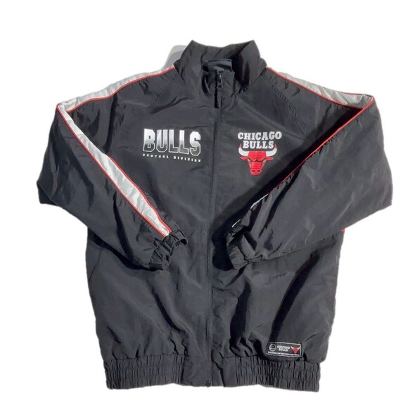 NBA Starter Chicago Bulls windbreaker jacket in black and red Kids Size 11/12 - Picture 8 of 9